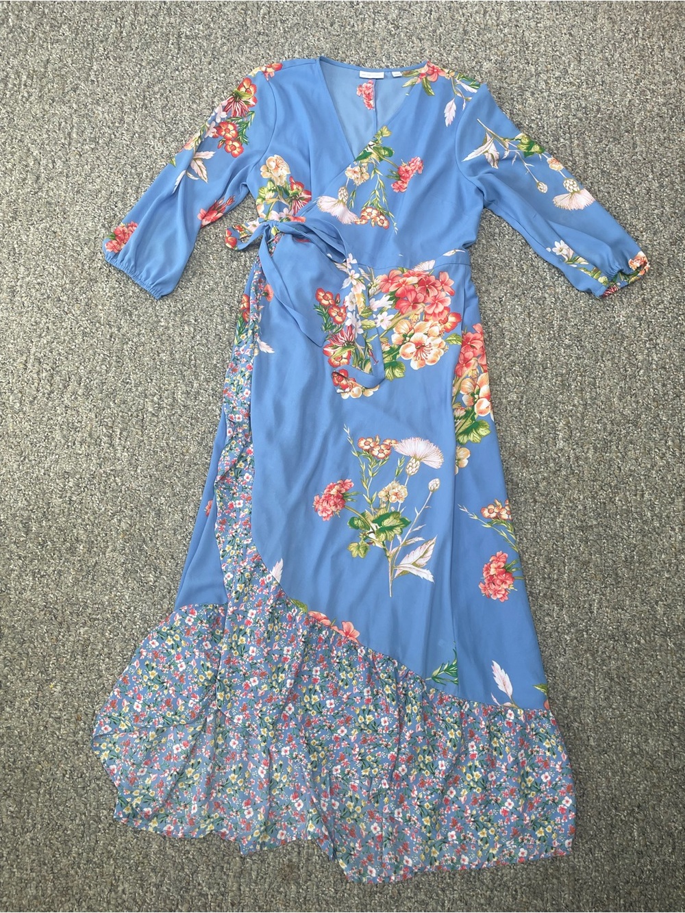 Blue Floral Wrap Maxi Dress